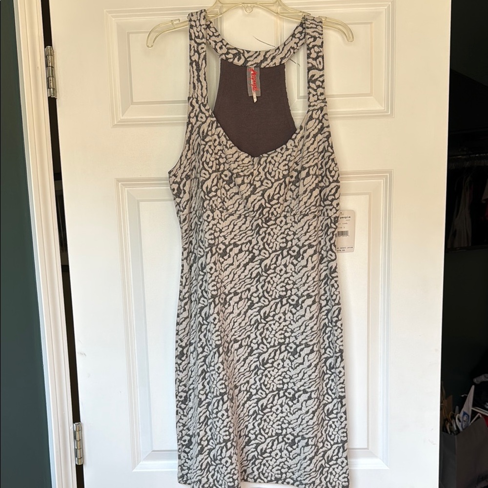 Free People Gray and White Animal Print Dress